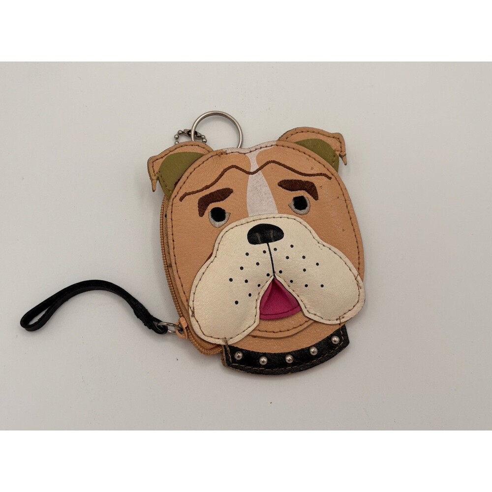 ROLFS Leather English Bulldog Coin Purse Keychain Wallet Dog Lover
